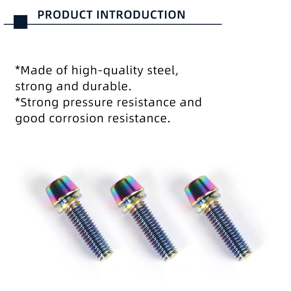6pcs TANKE M5 * 18 15mm Bolt Screw with gasket For MTB Road Bicycle Stem and bottle rack Rainbow