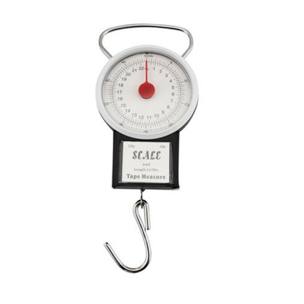 22kg Portable Hanging Scale Balance Fish Hook Said Weighing Balance Kitchen With Measuring Tape Measure Fishing Scales