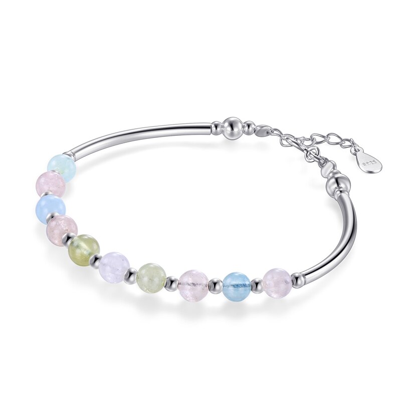 Ruifan coloré naturel Morganite Bracelet 925 en argent Sterling Bracelets pour femme femme à la argent 925 bijoux YBR009