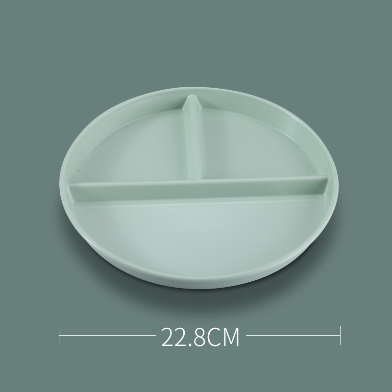 Compartment Plate For Food Round Plastic Dinner Plates Dinnerware Dining Plate Serving Dishes Cake Salad Kitchen Plates: Light Green