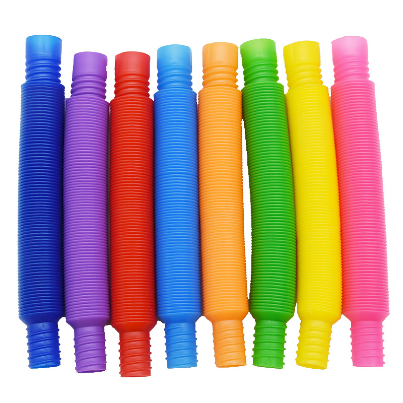 8Pack Grote Pop Tubes Fidget Speelgoed Zintuiglijk Speelgoed voor Stress Angst Relief voor Kinderen Volwassenen Leren Speelgoed Peuters Stretch Tube: Mat Zwart