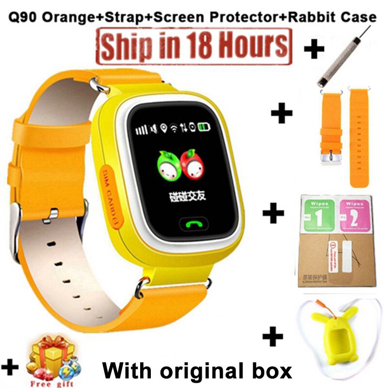 Neue Q90 GPS Telefon Positionierung freundlicher Uhr 1,22 Zoll Farbe berühren Bildschirm freundlicher SOS Clever Uhr PK Q80 q50 Q12: hinzufügen Gurt Schutz1 / Russisch Wifi Ausführung