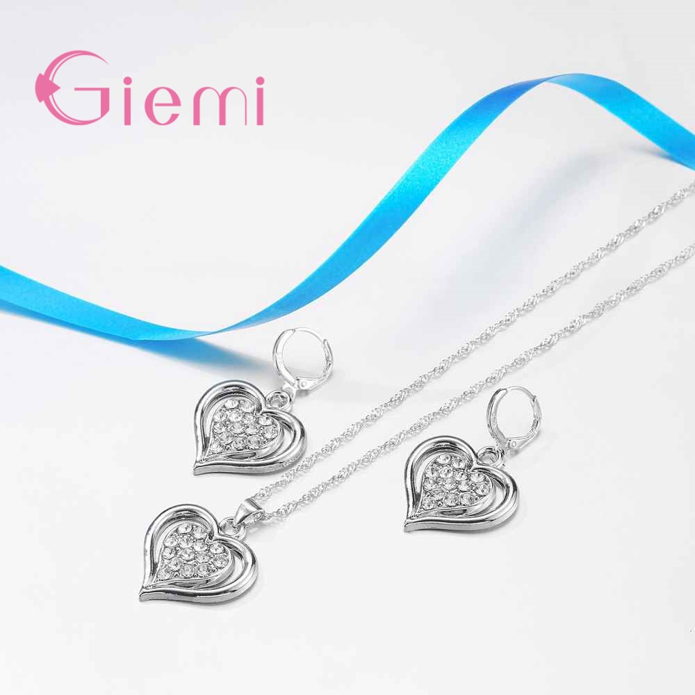 Hohl Süße Herz Schmuck Sets Für Frauen Freundin Ziemlich 925 Sterling Silber Chocker Anhänger Halskette Ohrring