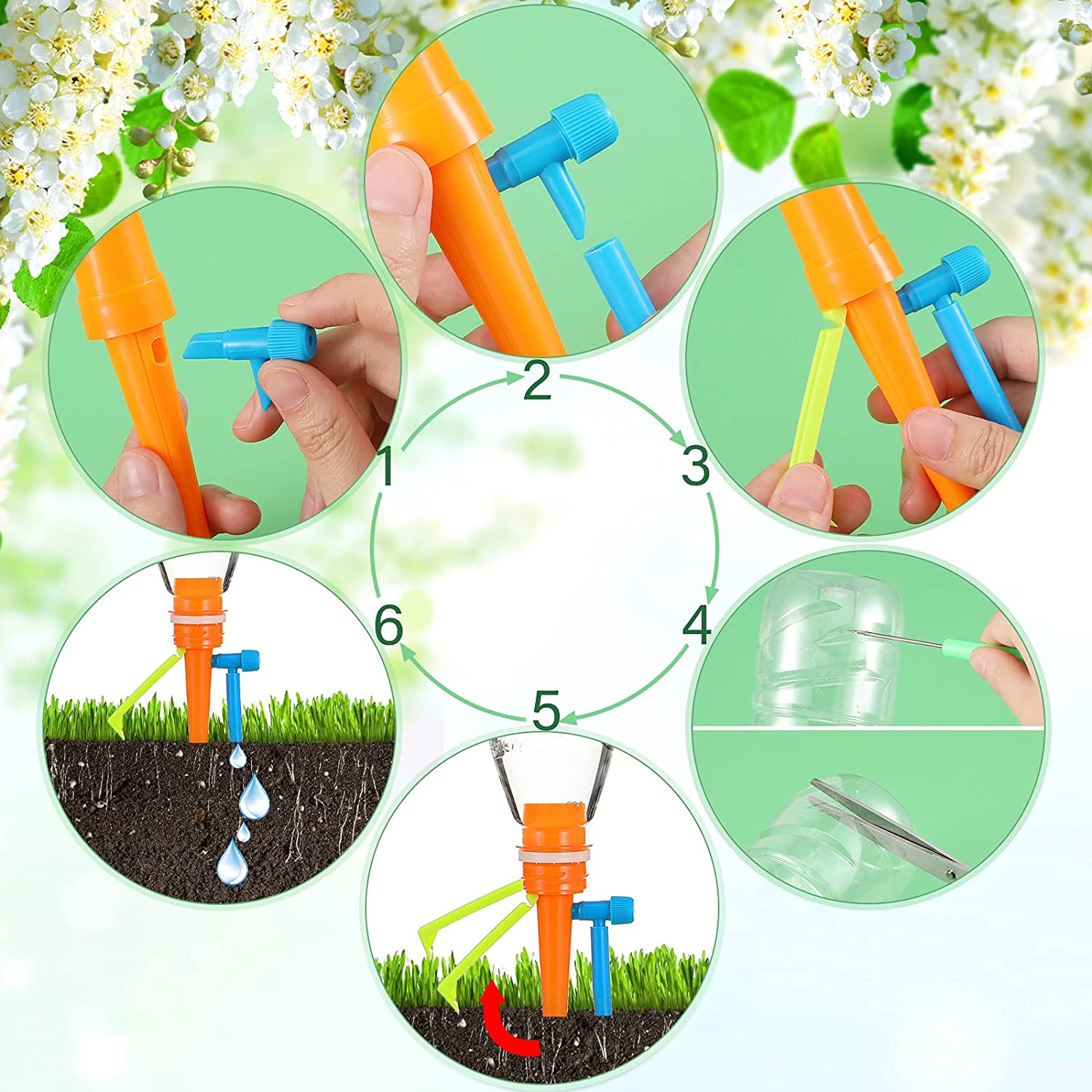 6/12/18PCS Auto Drip Irrigation Watering System Dripper Spike Garden Household Plant Flower Indoor Household Waterer Bottle Drip