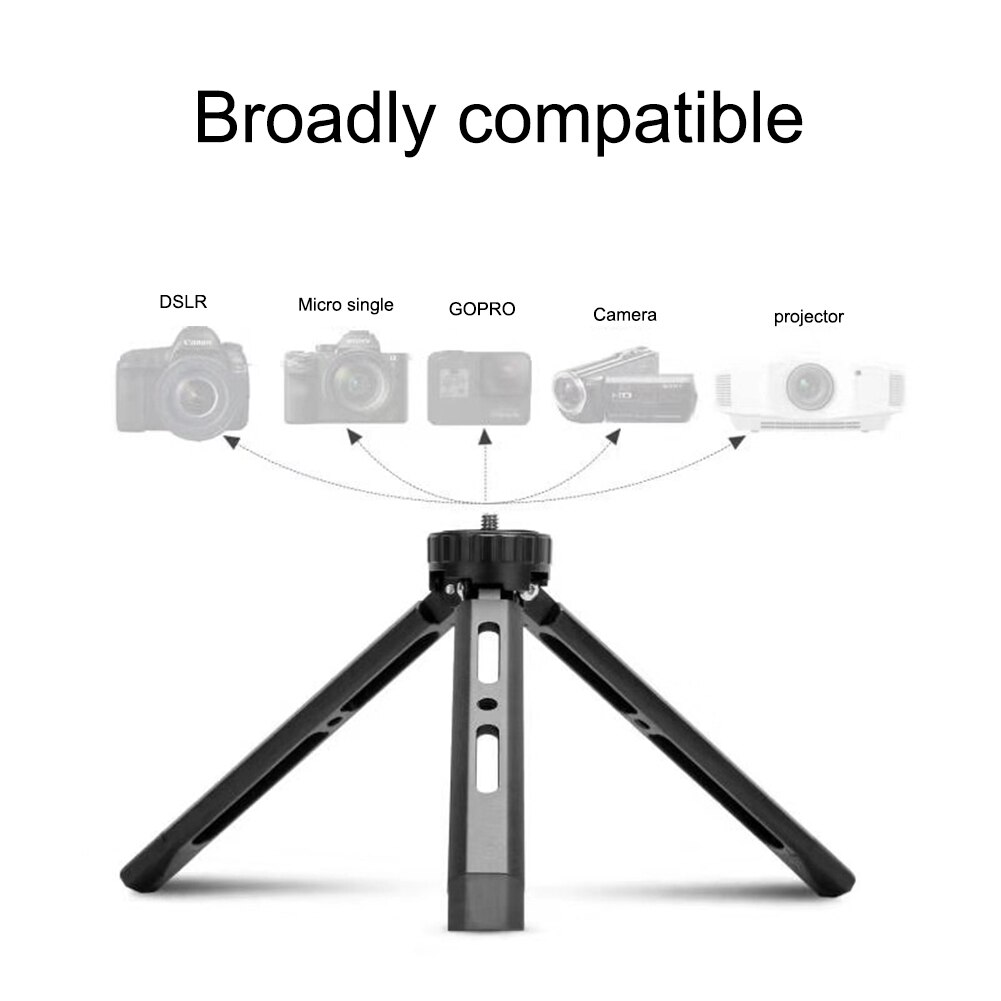 Mini liga de alumínio tripé mesa mesa portátil com 1/4 parafuso para cardan para câmeras dslr webcam