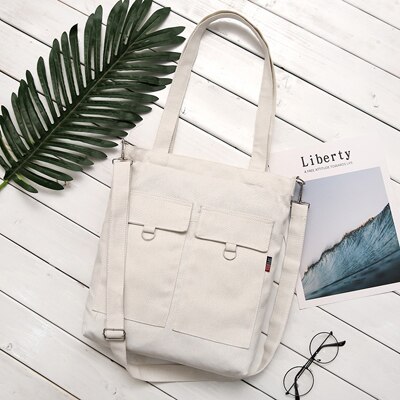 Zachte Canvas Tas Grote Capaciteit Vrouwen Boodschappentas Casual Hasp Dames Een Schouder Tassen Vrouwen Handtassen: Bruin