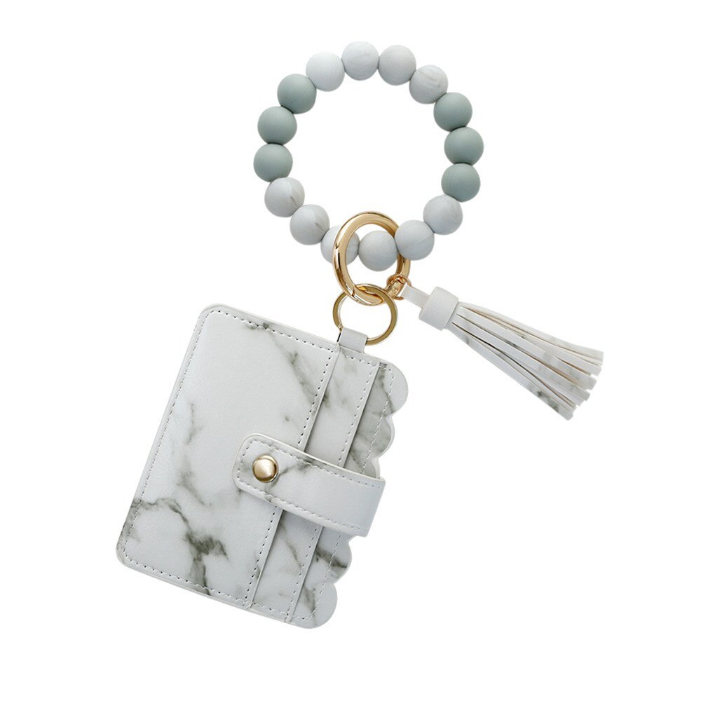 Purdored 1 Pc 13 Kleuren Mode Vrouwen Armbanden Kaarthouder Luipaard Vrouwelijke Visitekaartje Case Polsband Sleutelhanger Voor Mannen: gray