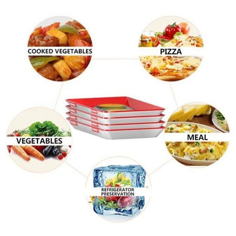 Clever Tray Food Plastic Preservation Tray Kitchen Items Food Storage Container Set Food Fresh Storage Microwave Cover