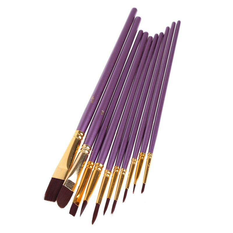 10 Uds. Pincel de acuarela para niños, pincel de madera para pintar, tirador de madera, pincel de línea de gancho, juego de artistas de uñas, detalle corto en miniatura, aceite Acrílico