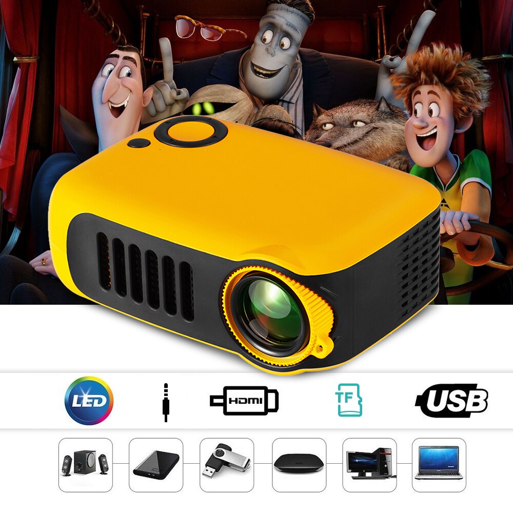 Mini proyector compatible con 1080P LCD 50.000 horas lámpara Life Home Theater Video proyector compatible con Power Bank portátil proyector