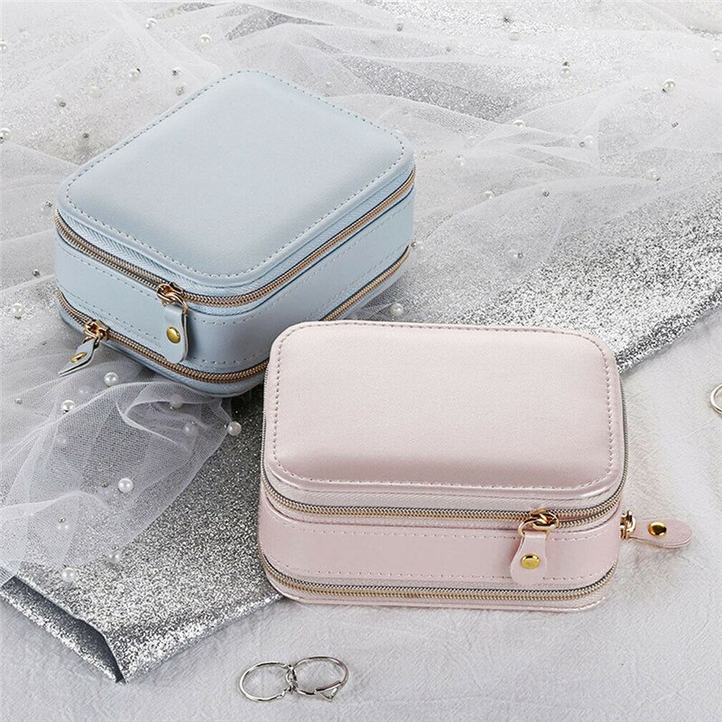 Draagbare Lederen Sieraden Doos Organizer Ketting Armband Earring Case Houder Reizen Sieraden Organisator Ornament Case