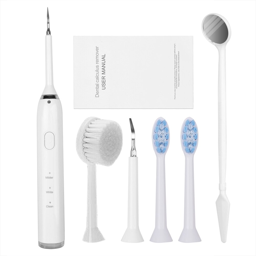 Electric Ultrasonic Dental Scaler USB Tooth Calculus Tool Sonic Remover Stains Tartar Toothbrush Whitening Oral Cleaning Machine: white