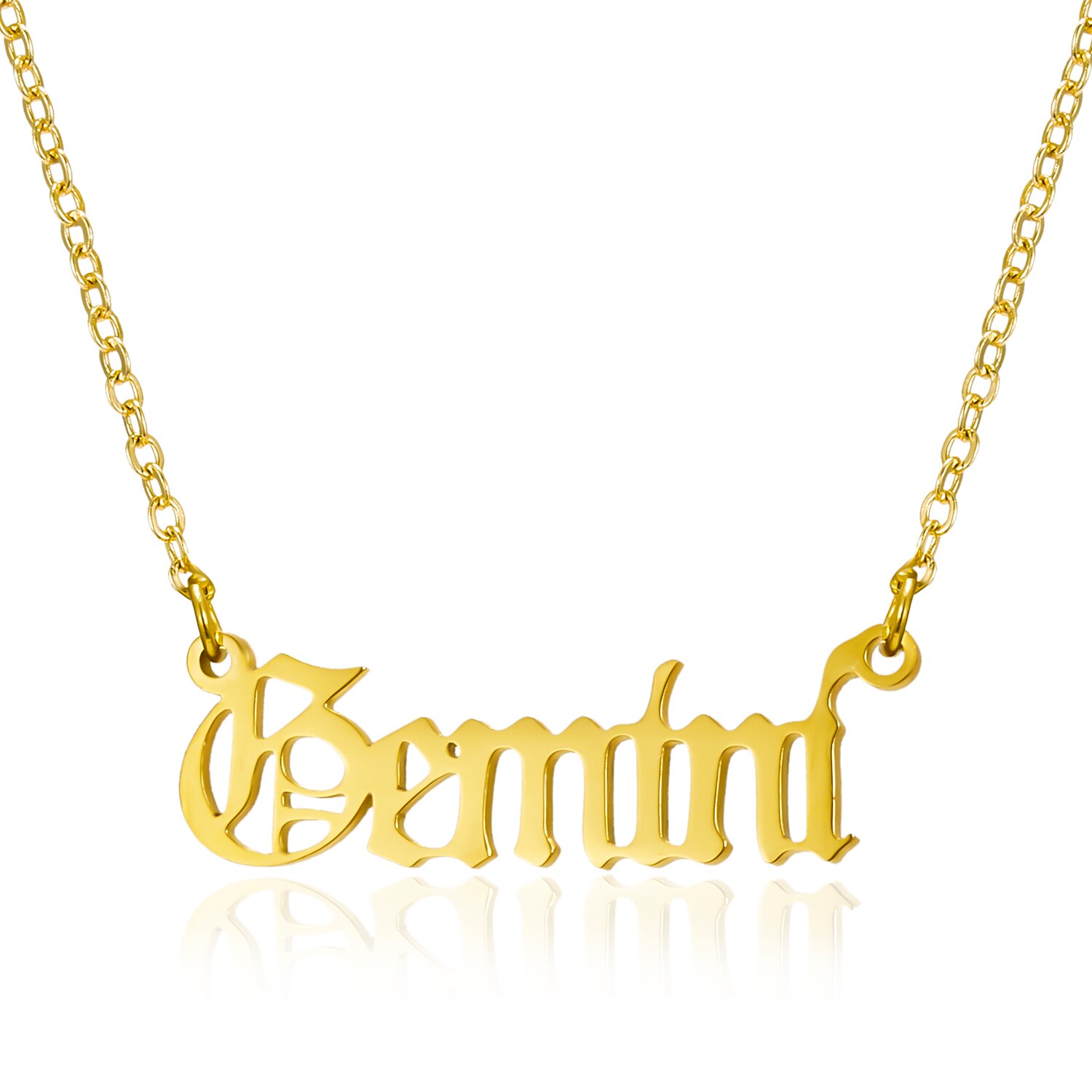 Trendy Goud Kleur Brief Zodiac Ketting Vrouwen Choker 12 Sterrenbeeld Weegschaal Rvs Hanger Ketting Verjaardag Sieraden: Gemini