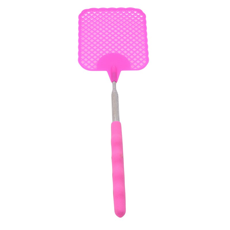 Telescopic Hand Racket Plastic Catcher Reusable Mosquito Handheld Color Extendable Bug Pest Bug Killer Fly Swatter: pink