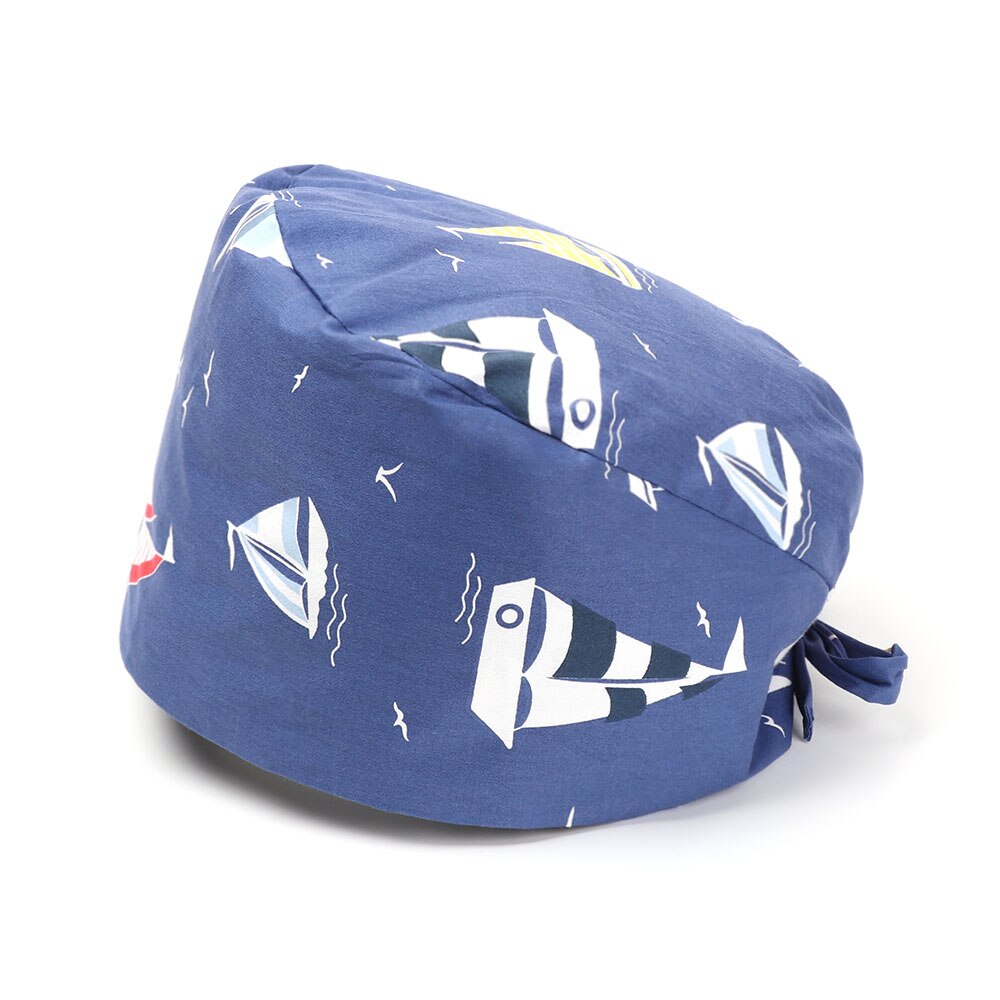 1PC Cotton Scrub Cap Adjustable Elastic Printing Hat Bouffant Head Cover Kitchen Hat With Sweatband Hair Accessories for Unisex: 20