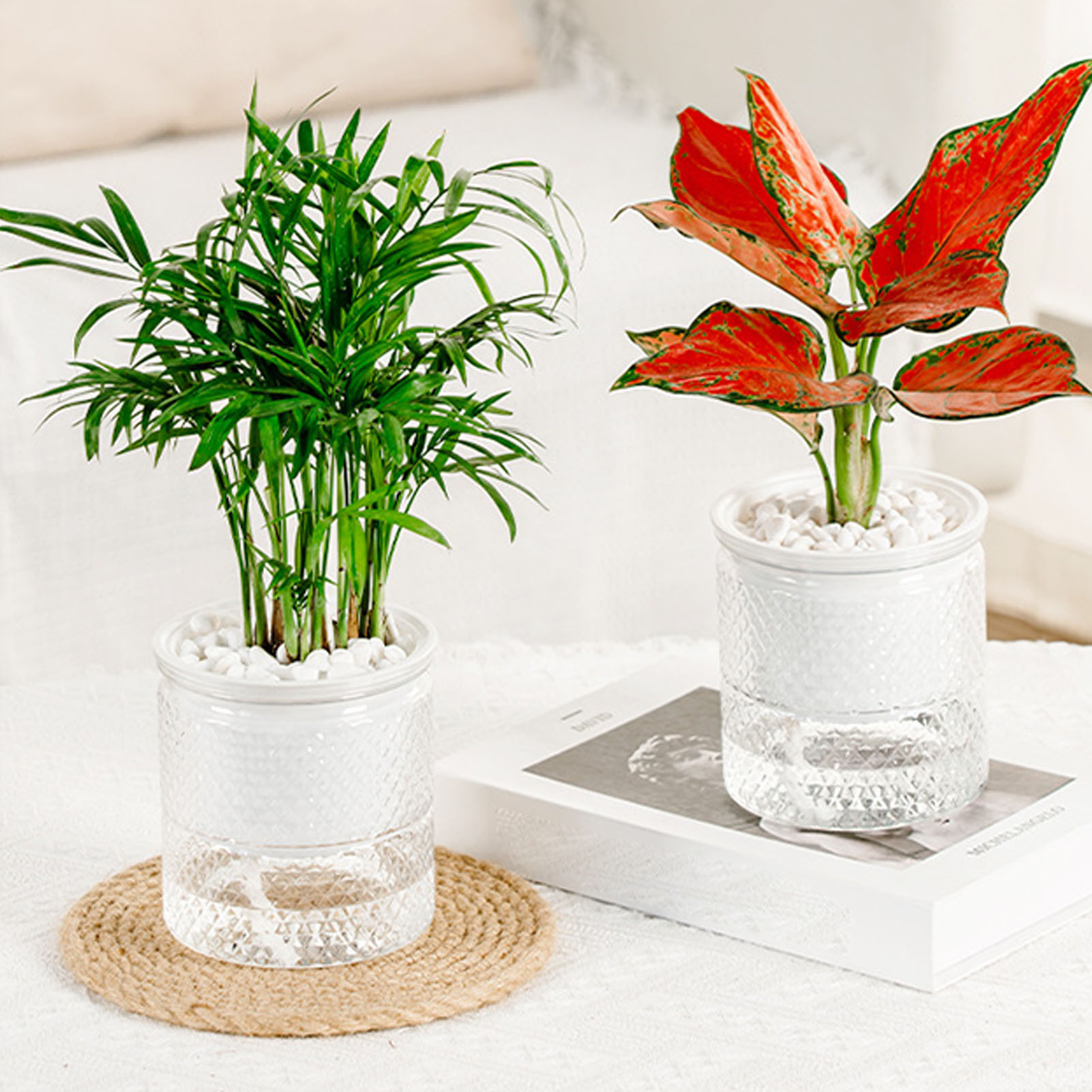 Automatischer wasserabsorbierender Blumentopf aus Kunststoff, runde Blumentöpfe für Hydrokultur-Blume, Sukkulenten-Pflanztöpfe, Garten-Blumentopf