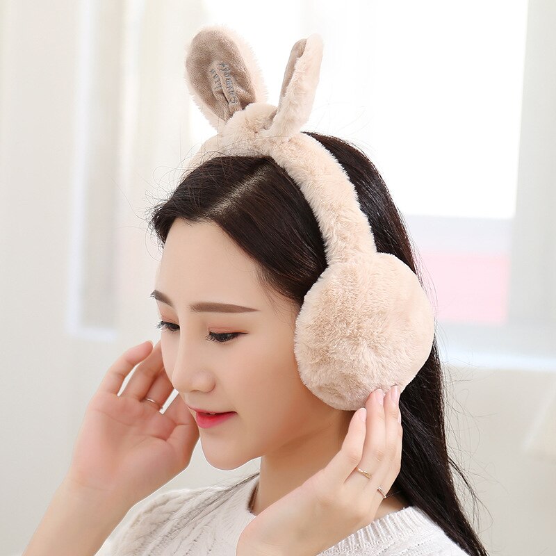 Bløde, varme ørevarmere vinterøremøbler kaninøremuffer ensfarvet hovedbøjle ørepynt kaninører solid ørebeklædningstilbehør