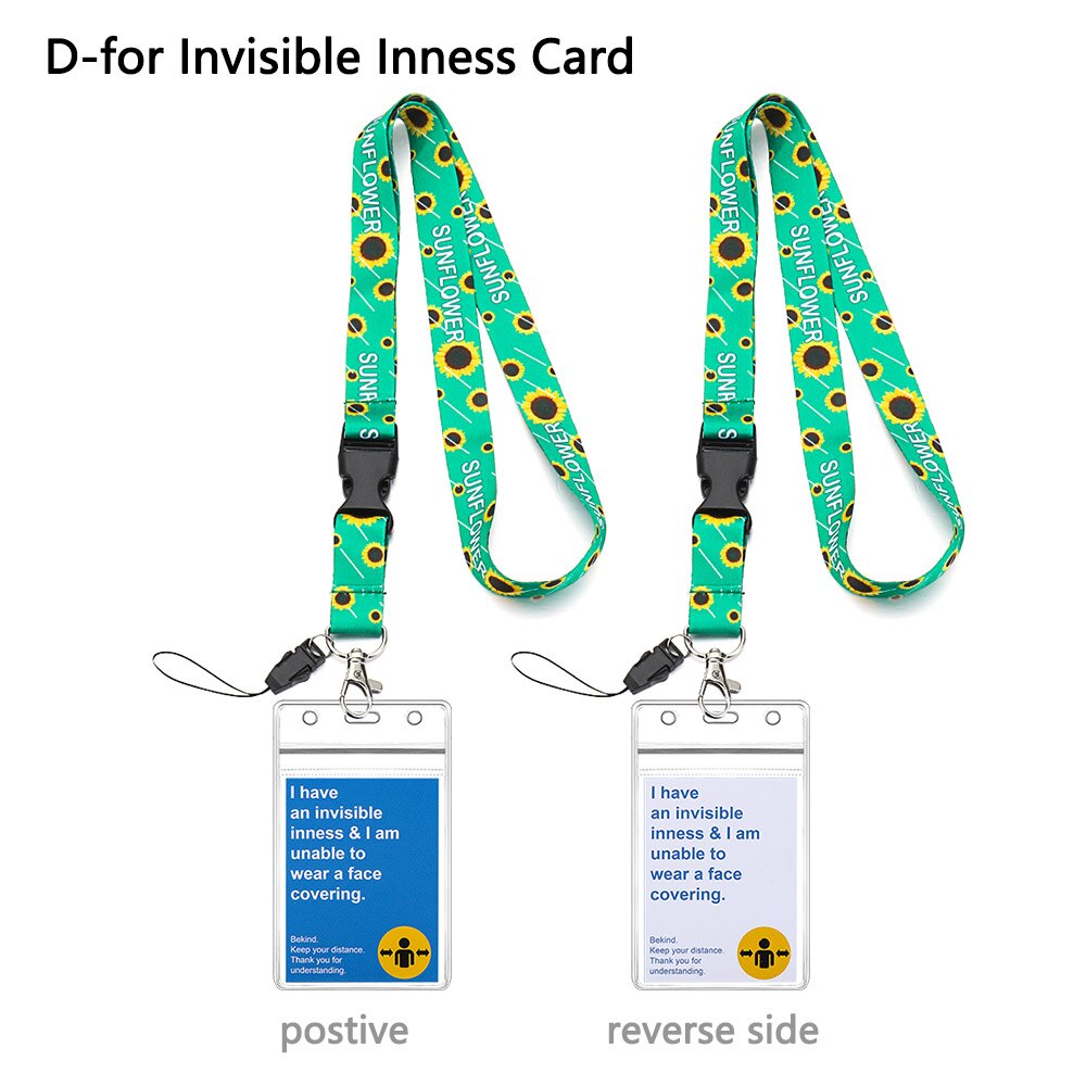 1 Set Lanyard + Mask Exemption Card Waterproof Durable Safe PVC Material ID Card or Keys Hodler Hidden Disability Lanyard: D-4