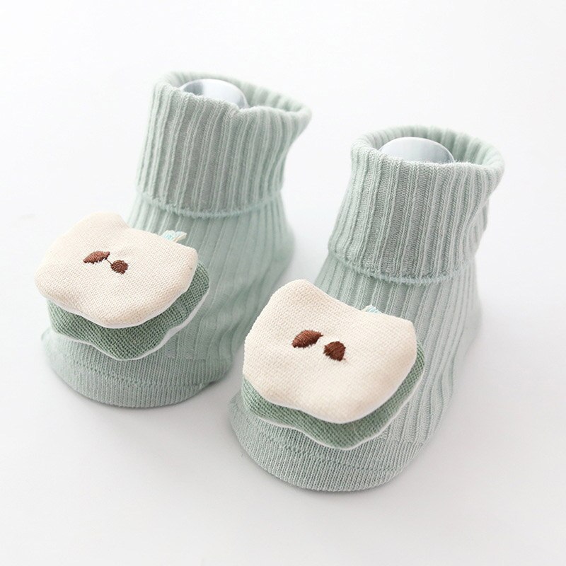 Knit Cotton Baby Girl Boy Socks Cartoon Cute Fruit Anti Slip Baby Socks Infant Toddler Autumn Winter Warm Floor Socks: green