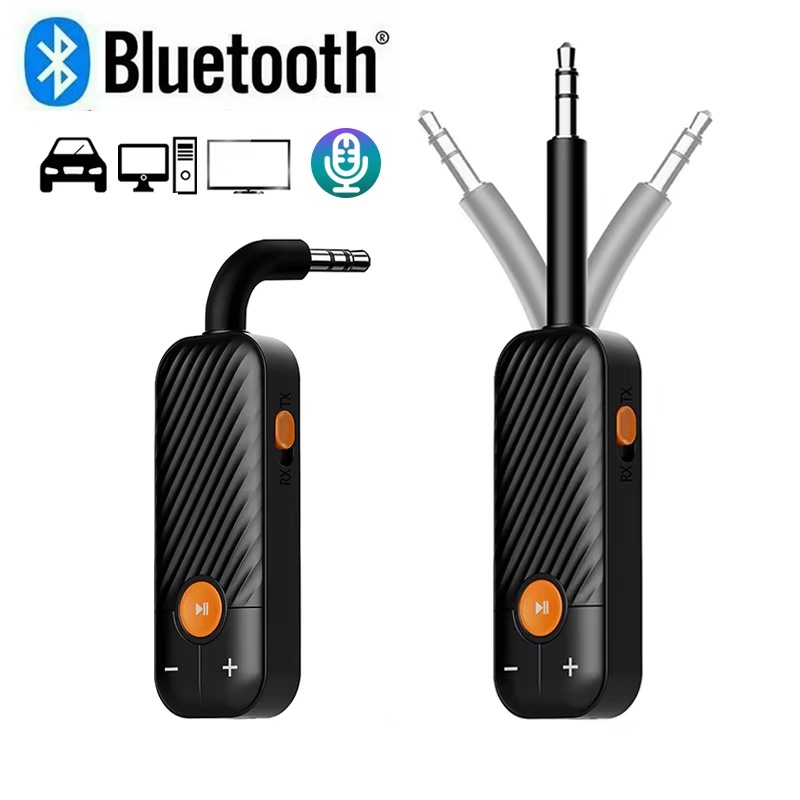 Ricevitore audio bluetooth 5.2, trasmettitore 3.5mm aux con microfono, adattatore stereo wireless per cuffie, altoparlanti per auto e tv