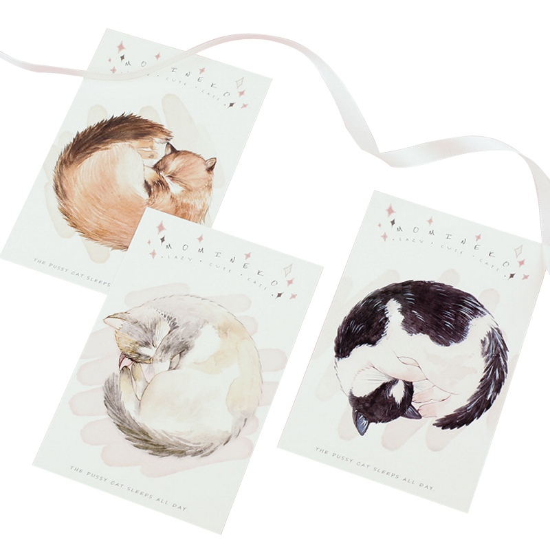 30 stk/mye kawaii katten sover alle dager postkort gratulasjonskort bursdag jul og år gjør-det-selv-kort