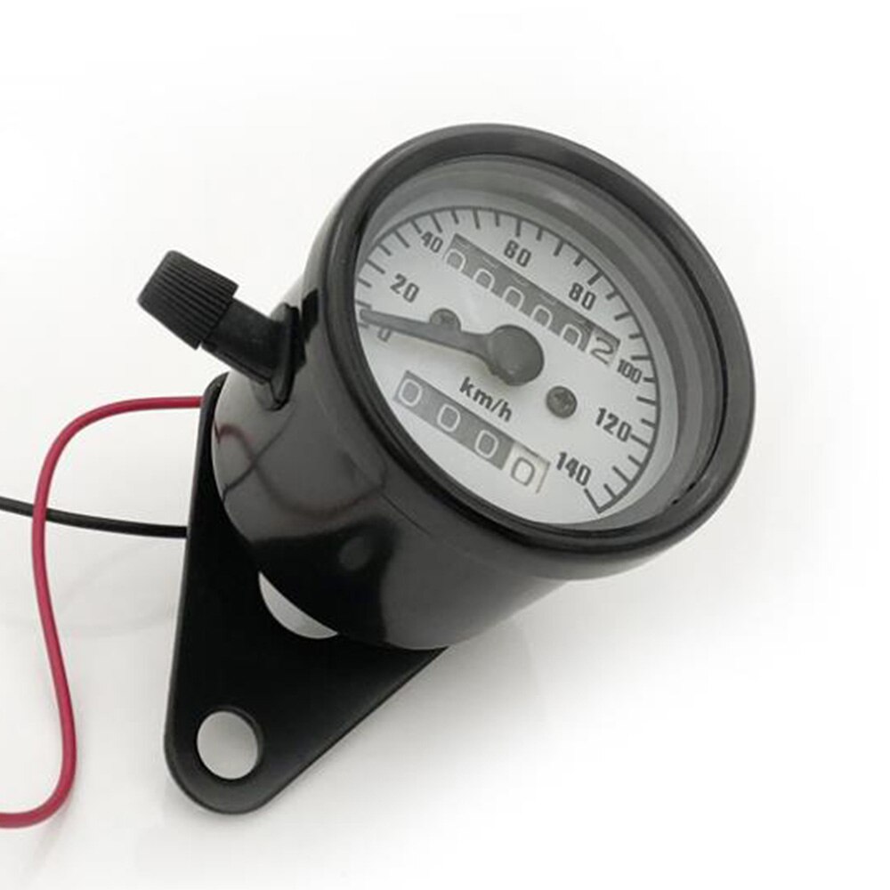Motorcycle LED Backlight Signal Odometer KMH Speedometer Gauge Cafe Racer Old School Bobber Touring Custom: black white