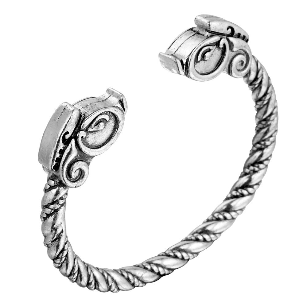 CHENGXUN-brazalete vikingo para hombres, brazaletes para chicos, accesorios de joyería de dragón nórdico, brazalete de uñas de tornillo, abalorio de joyería gótica Punk: 01 / Plata