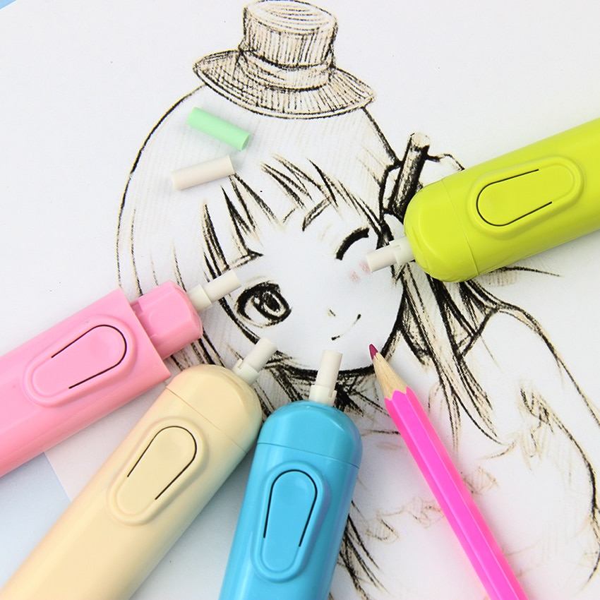 1PC Lazy Writing Drawing Pencil Eraser Automatic Electric Eraser Child School Stationery