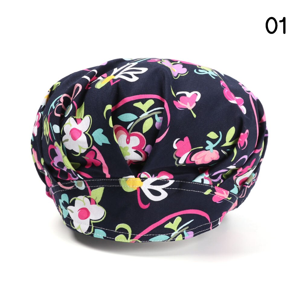 Bloemen Bouffant Sanitaire Hoed Met Zweetband Verstelbare Lus Beanie Hat Solid Mannen Hoed Vrouwen Hoeden Skullies Mutsen: 1-1