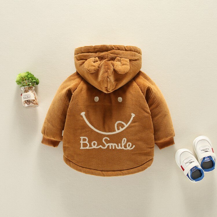 Kinderen katoenen jas winter kinderen warm katoenen jas verdikking mannelijke baby cashmere kleding: Bruin / 6m