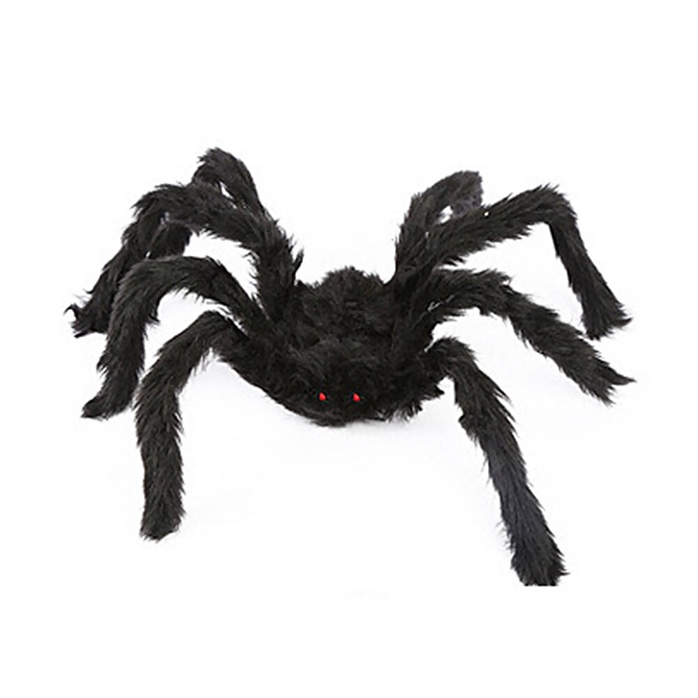 Verklighetstrogna halloween rekvisita plysch spindel leksaksimuleringsmaterial för fest 30cm läskiga spindlar 6 färger: Svart