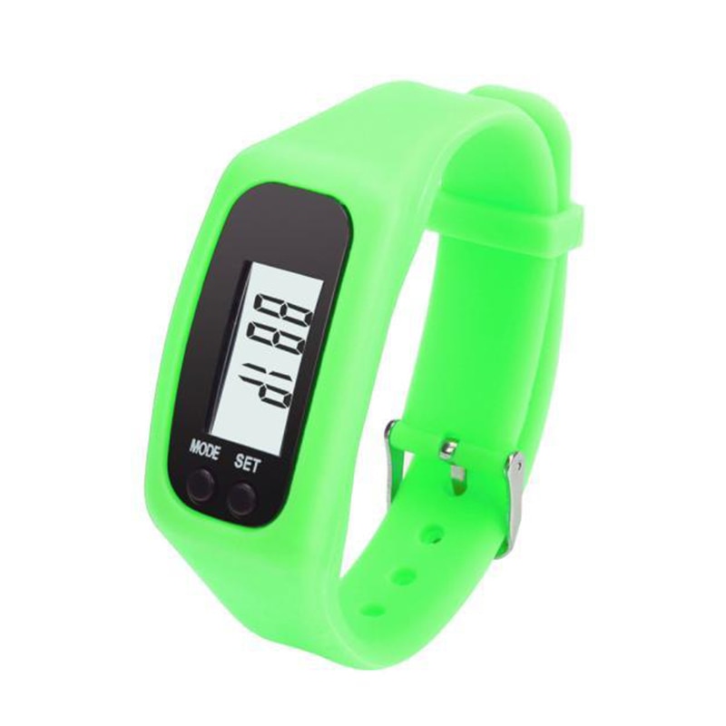 Digital LCD Pedometer Run Step Walking Distance Calorie Counter 12 24 Hours Time Display Sport Watch Bracelet Smart Wristbands: green