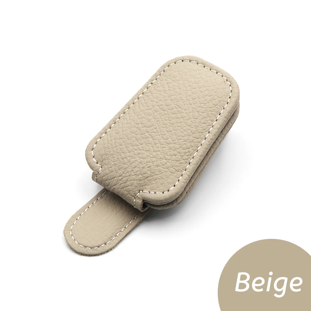 Pince à lunettes magnétique multifonction pour pare-soleil de voiture, pince à lunettes en cuir, porte-lunettes de soleil, cintre universel, accessoires intérieurs: WHITE