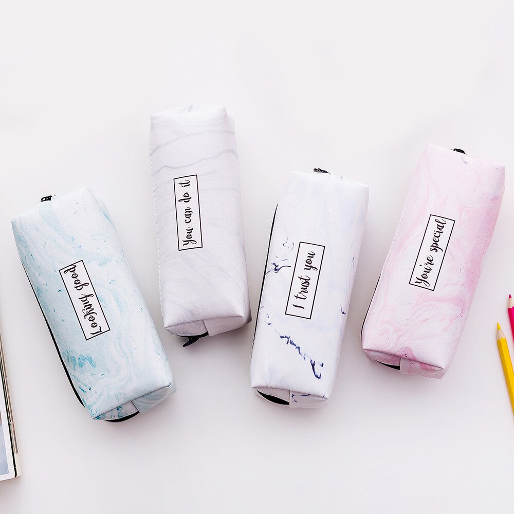 Stone pattern pencil case cute PU stationery box school Pencil cases for Children student pen case Small pen bag for girl