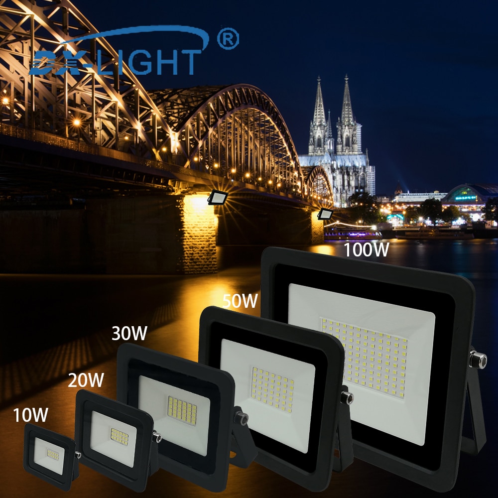 110V/220V Ultra-thin LED Flood Light 10W 20W 30W 50W 100W Led Floodlights Lamp IP68 Waterproof Led Exterior Outdoor Spotlight