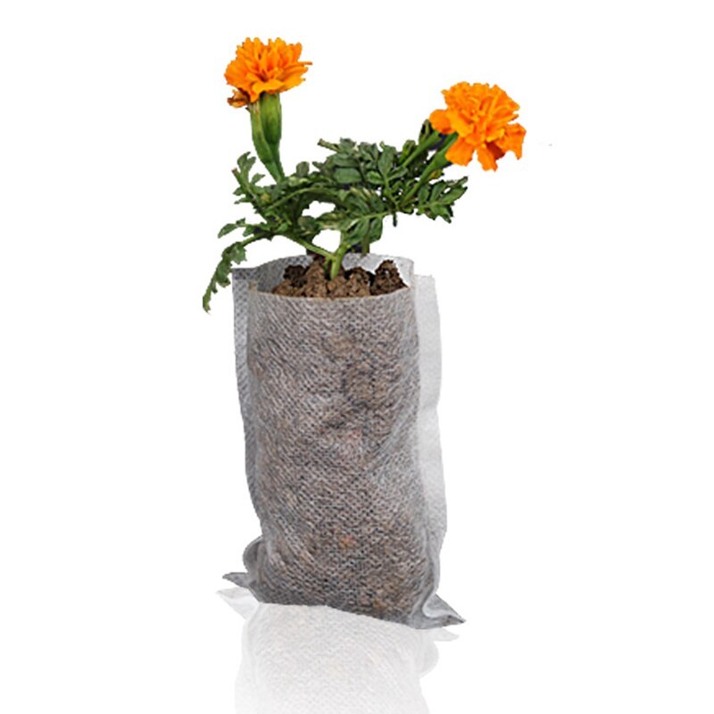 100pcs Biodegradable Non-woven Nursery Bags Plant Grow Bag Ventilation Fabric Seedling Pots Eco-Friendly Aeration Planting Pot