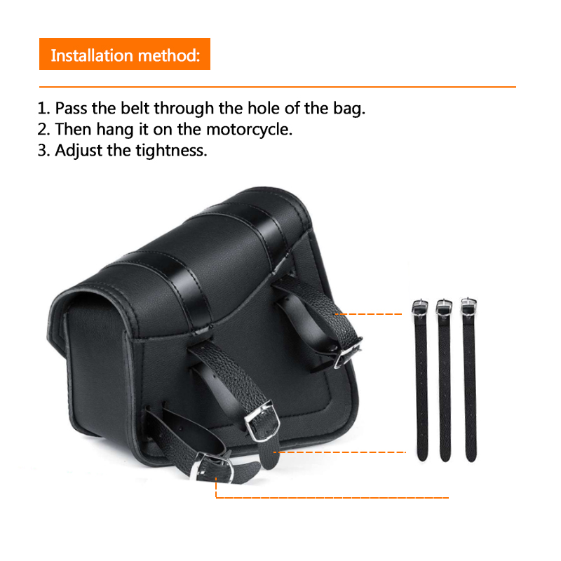 Alforjas universales de cuero PU negro para motocicleta, bolsa de herramientas laterales, bolsa de sillín de equipaje, caja lateral dura, bolsas de sillín