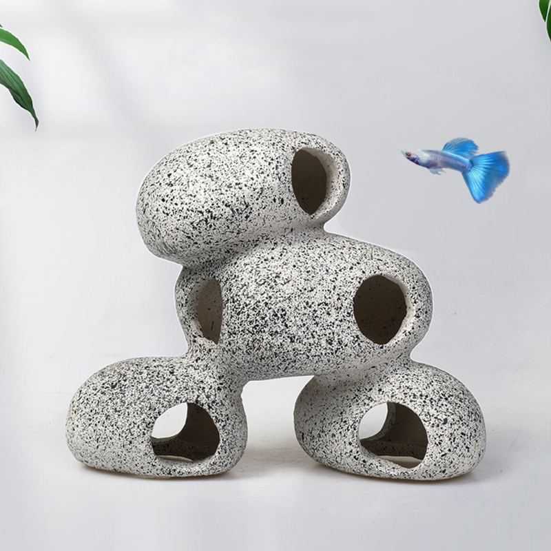 Aquarium Rock Cave Fish Tank Pond Hideaway for Shrimp Cichlid Hiding Breeding Spawning Hideout Decor Ornament