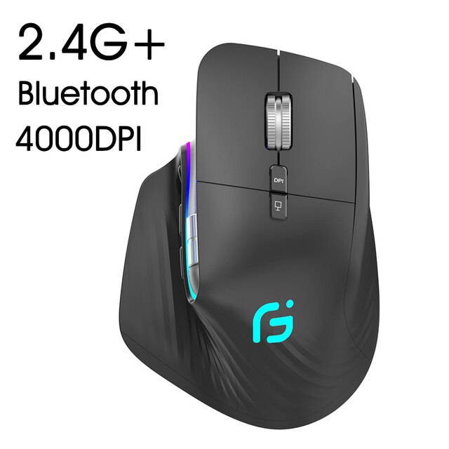 Bezprzewodowa mysz bezprzewodowa VicTsing 2.4G bezprzewodowa mysz ergonomiczna 4000 DPI dla tabletu Macbook Air Laptop Gaming Office: Dual Mode