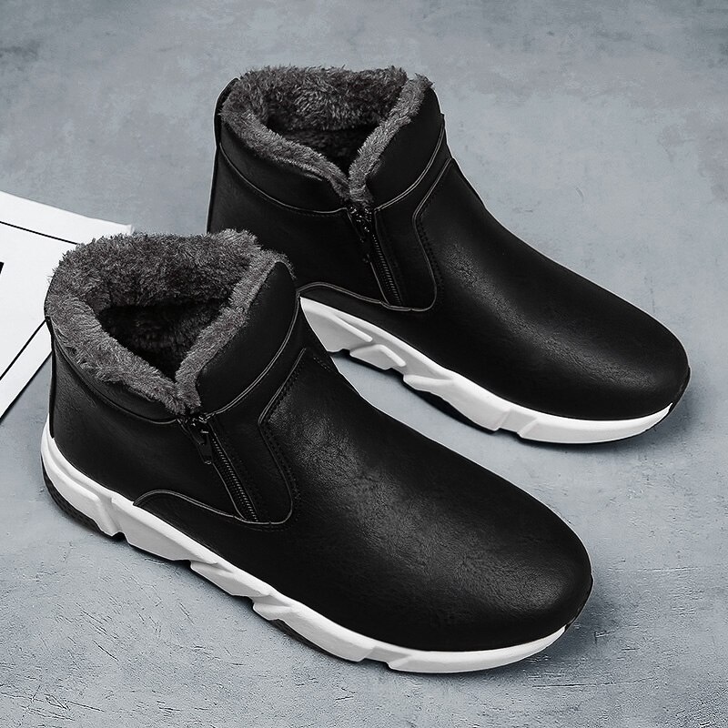 Winter plus velvet cotton shoes high-top zipper boots sports shoe men's warm men's sports shoes outdoor comfortable casual shoes: MULTI / 7