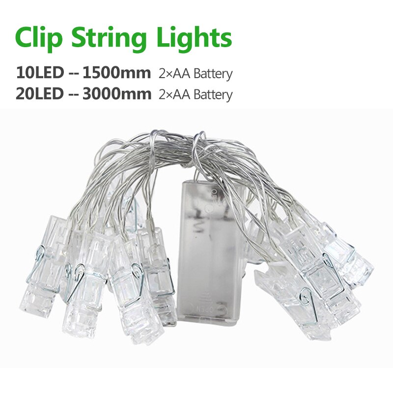 ledet fotoklemme lysstreng lys utendørs eventyrlys batteridrevet krans til julepynt til hjemmet gjør det selv fotovegg