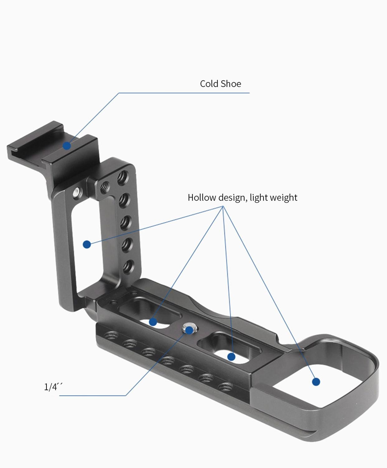 Aluminum alloy Vertical Shoot Hand Grip Quick Release Plate with Cold Shoe For Sony A6400 L Plate Camera Bracket Holder