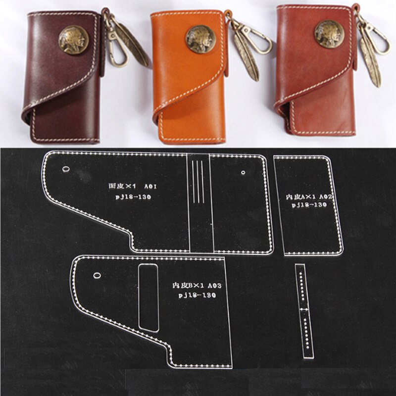 1pc Small Key Case Acrylic Coin Purse Template Mini Wallet Pattern Stencil Sewing Craft DIY Handmade Leather Tools