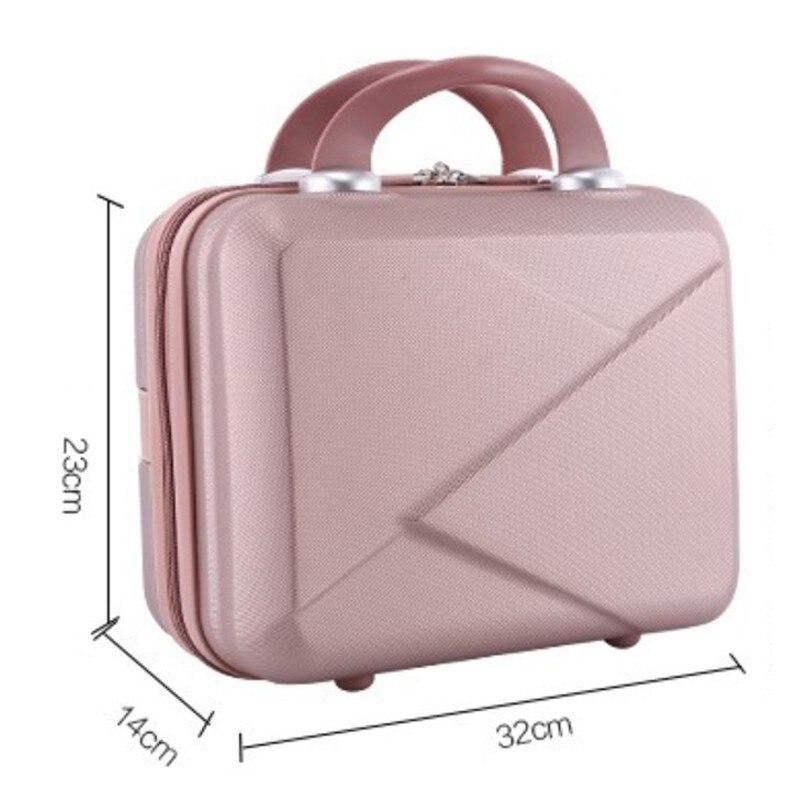 Let kuffert 14 tommer mini lynlås dame forretning abs kosmetisk taske kuffert til makeup tasketoiletry taske