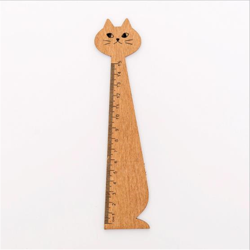 15cm Verse Snoep Kleur Leuke Kat Houten Liniaal Meten Rechte Ruler Tool Relatiegeschenk Briefpapier