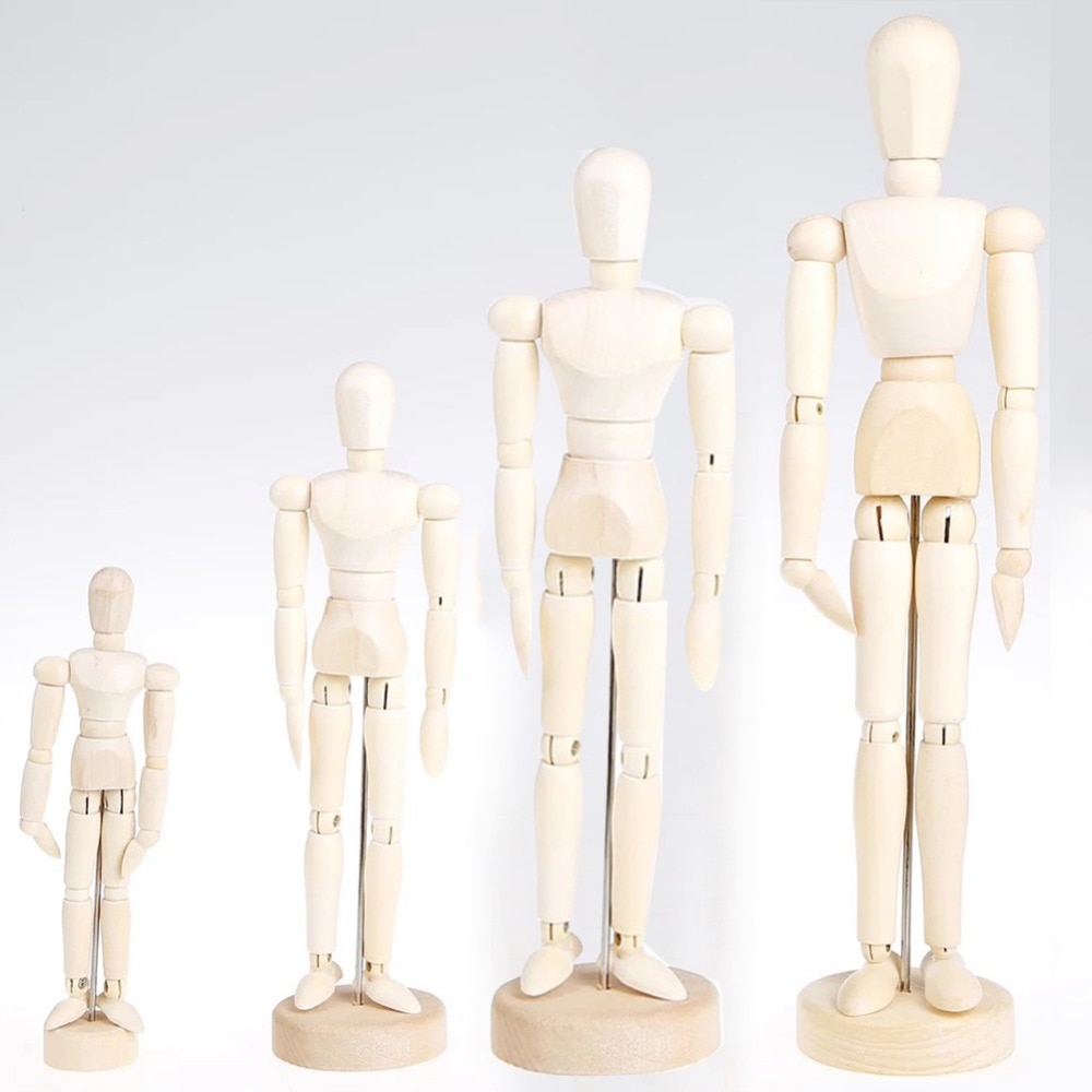 Wooden Mannequin Wood Manikin with Stand Artist Human Figure Articulated Model for Drawing or Desktop Decor 4.5/5.5/8/12 inch