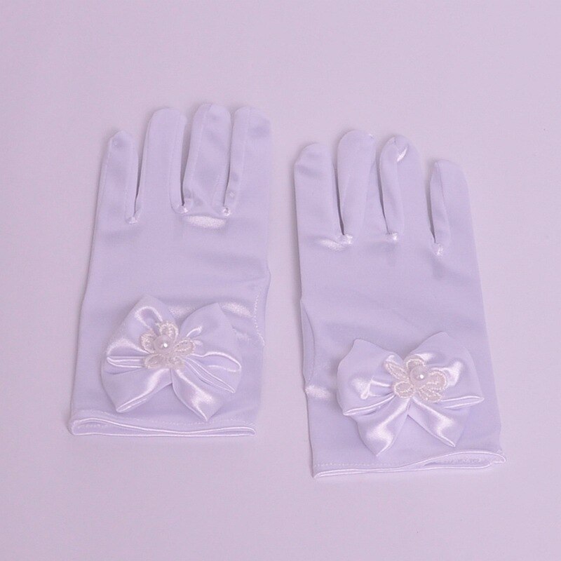 Meisjes Prachtige Satijn Fancy Handschoenen voor Speciale Gelegenheid Jurk Formele Bruiloft Pageant Party Korte Meisjes Handschoenen Prinses Jurk: white short
