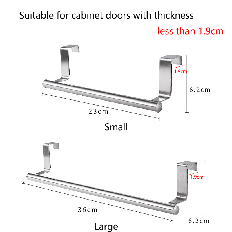 Toallero para puerta de armario de cocina, soporte colgante para toalla trasera de puerta de acero inoxidable, ganchos para toallas sin perforaciones para baño, organizador para el hogar