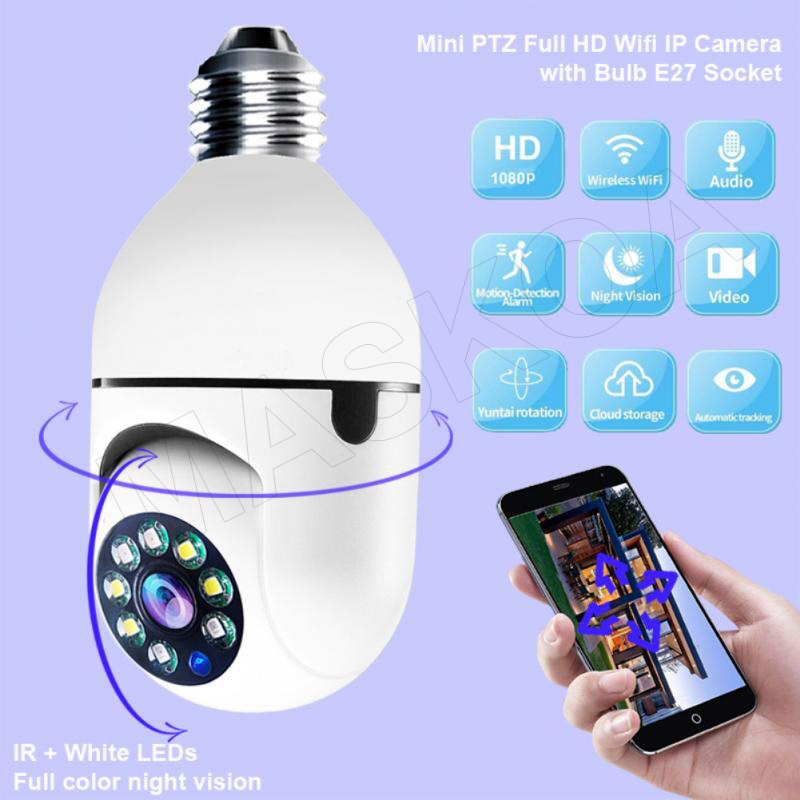 🔥360 ° Led Licht Full Hd 1080P Draadloze Panoramisch Home Security Wifi Cctv Smart Lamp Ip Camera Twee Audio e27 Nachtzicht Camera