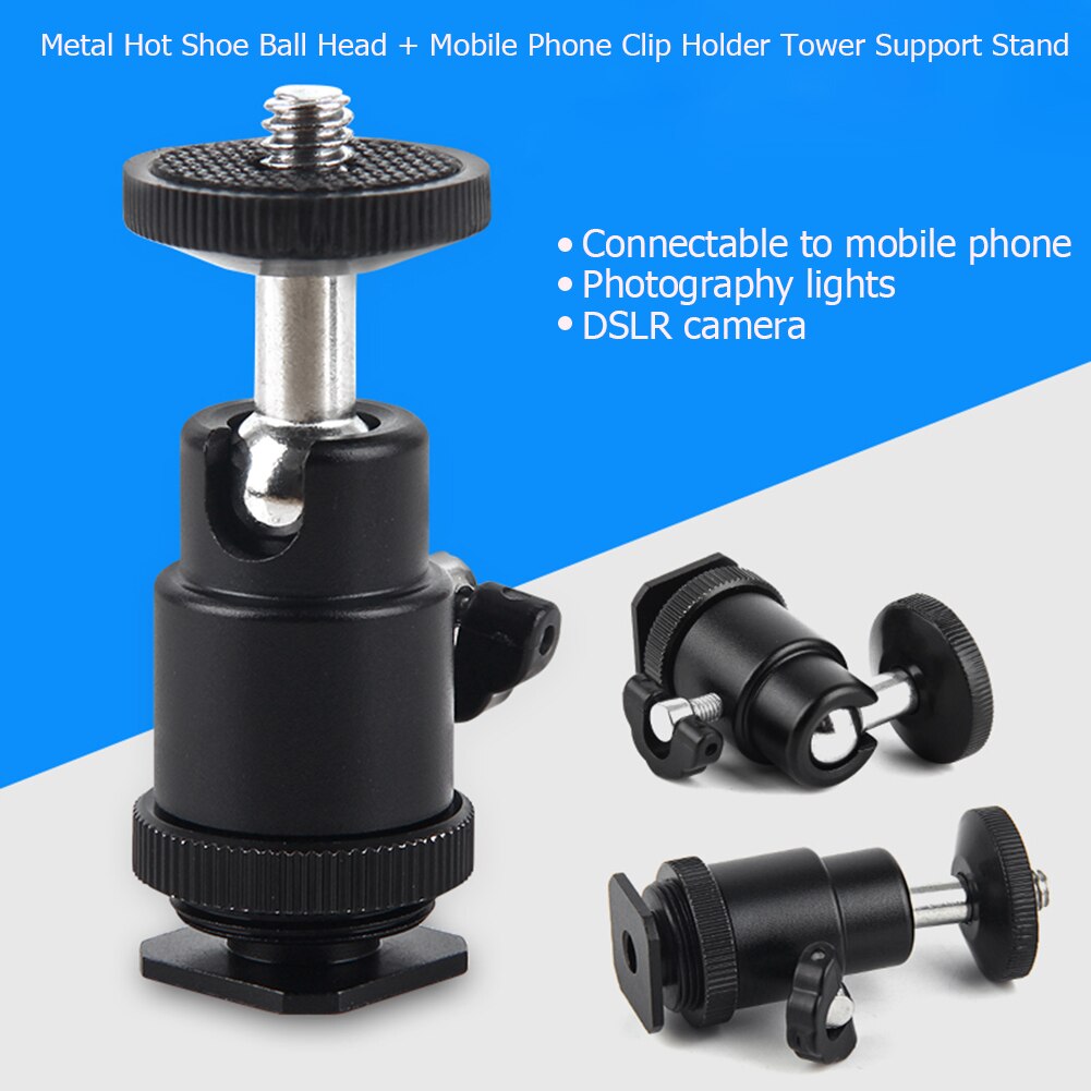 Ball Head Shoe Adapter Statief Met Voldoende Duurzaamheid En Robuustheid Mount Telefoon Clip Houder 1/4 Schroef Voor Camera